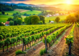 Miniature Vineyard Landscape: Tilt-Shift Photography of Grapevine Care
