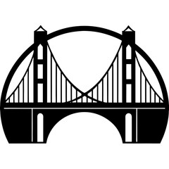 bridge suspension arc silhouette vector illustration 