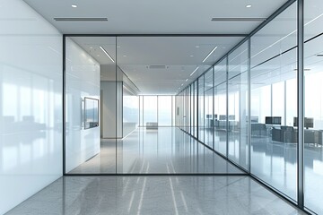 3D Office Glass Partition Wall Logo Mockup Glass Office Partition 3D Logo Mockup