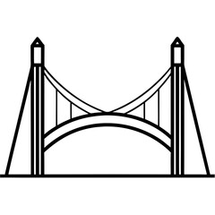 bridge suspension arc line art vector illustration 