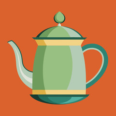 teapot on a green background