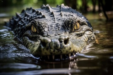 Obraz premium Big Cypress National Preserve: Alligator Swimming and Hunting in Shallow Waters