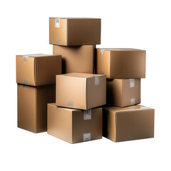 Obraz premium Stack of Cardboard Boxes in Various Sizes with Slight Tape Seals
