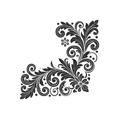 Floral Corner Ornament Vector Design Template Illustration