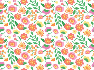Beautiful floral seamless pattern. wild flowers of different colors and shapes.