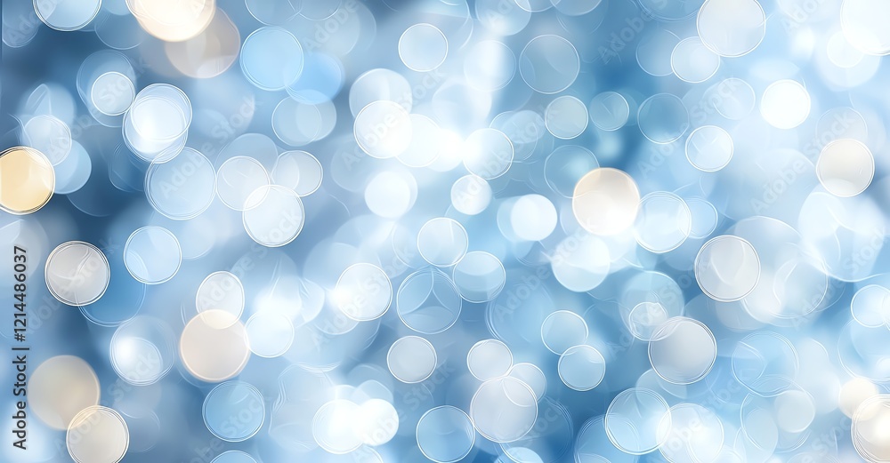 Poster a mesmerizing abstract background featuring a blur of blue and white bokeh lights, creating a dreamy