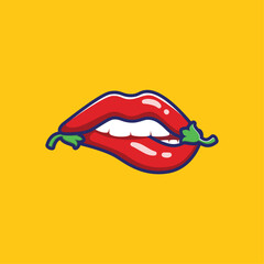 Sensual Zesty Hot Spicy Red Chili Lips Cartoon
