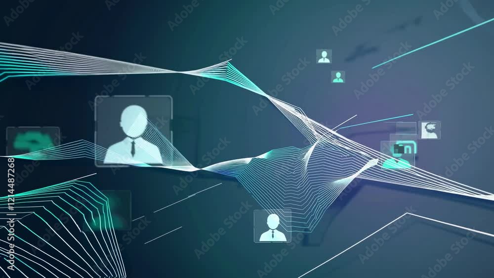 Aufkleber exploring digital connections through abstract visual representations of networking and technology