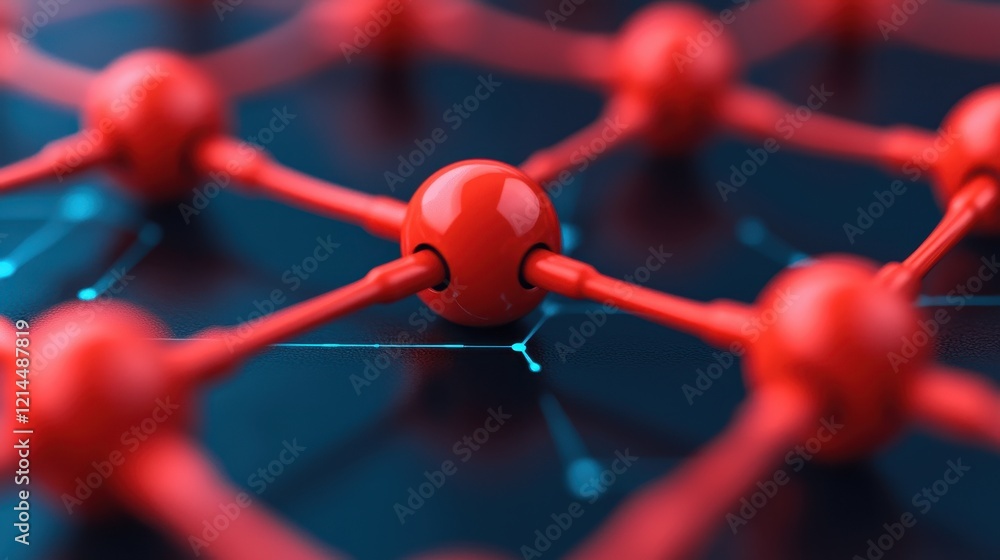 Aufkleber abstract red molecule structure on dark background in close-up view