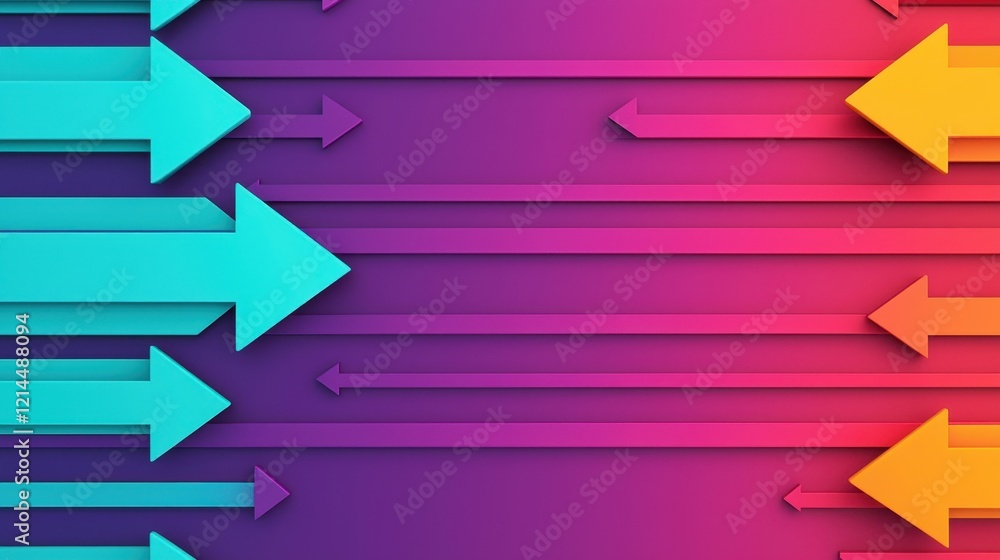 Poster vibrant abstract background with directional arrows in gradient colors