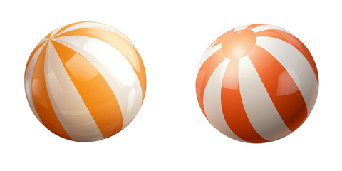 Obraz premium Set of a Realistic Beach Ball, isolated on transparent background.