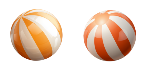 Set of a Realistic Beach Ball, isolated on transparent background.