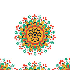 Mandala flower color vector image. Mandala ornamental floral doily pattern, vector illustration Dynamic and Colorful Mandala Design white background