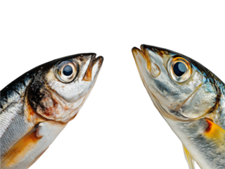 Set of a Beautiful sardine fish, isolated on transparent background.