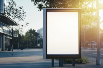 Premium Quality Image of Blank White Bus Stop Box in Sunlight
