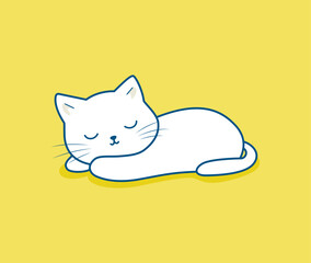 Sleeping Cat Pet Vector Illustration