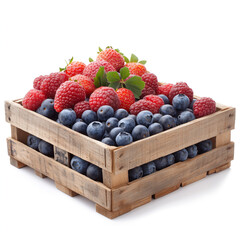 Fresh Assorted Berries in a Wooden Pallet Box