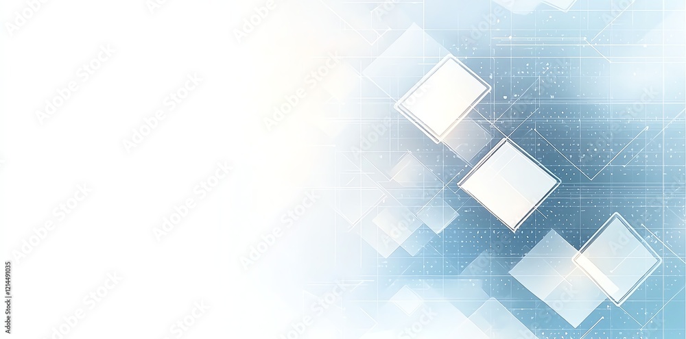 Poster abstract geometric shapes in a soft blue gradient background, creating a modern and sleek visual eff