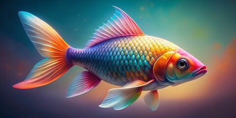 Fototapeta premium Minimalist Rainbow Koi Fish: Serene Aquatic Art