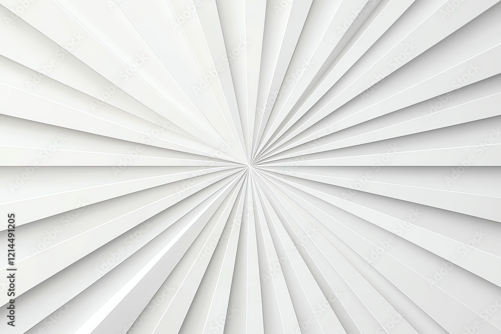 Poster abstract geometrical pattern with radiating lines in shades of white, creating a depth effect. suita