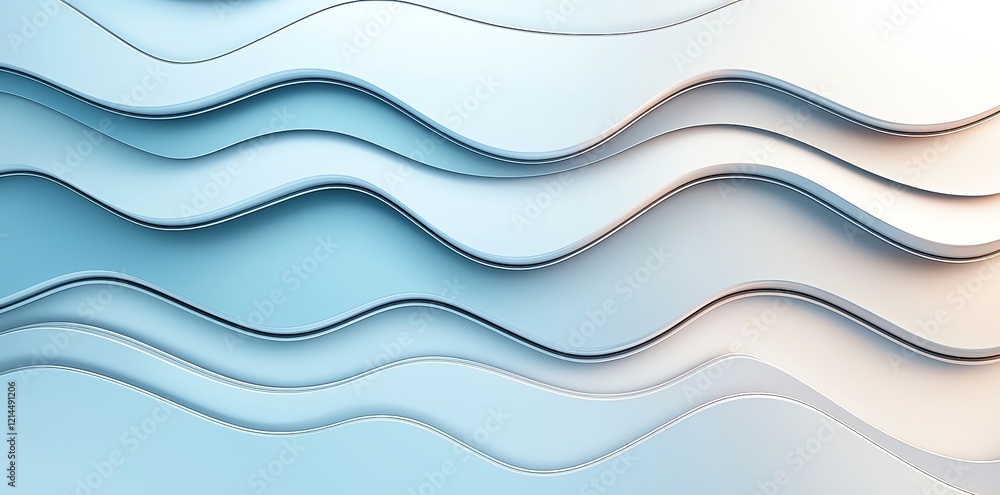 Aufkleber abstract layered waves in blue tones creating a calming and modern design. ideal for backgrounds or 