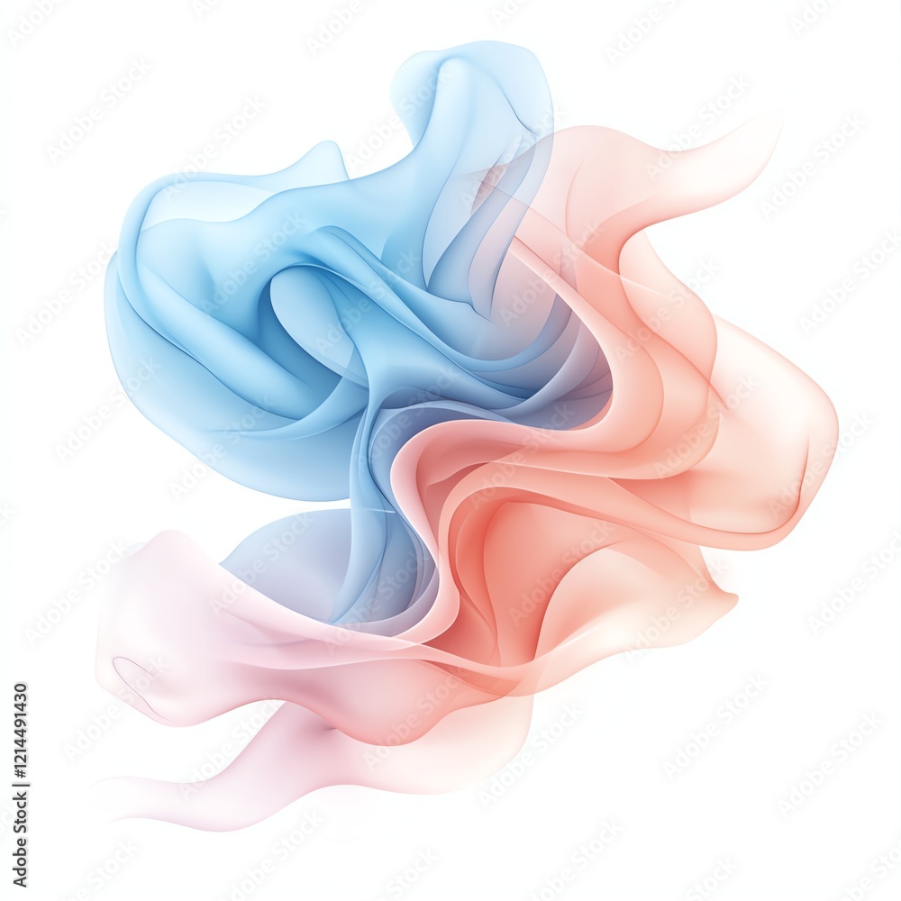 Poster abstract swirling shapes in soft blue and red colors, creating a mesmerizing flow. perfect for backg
