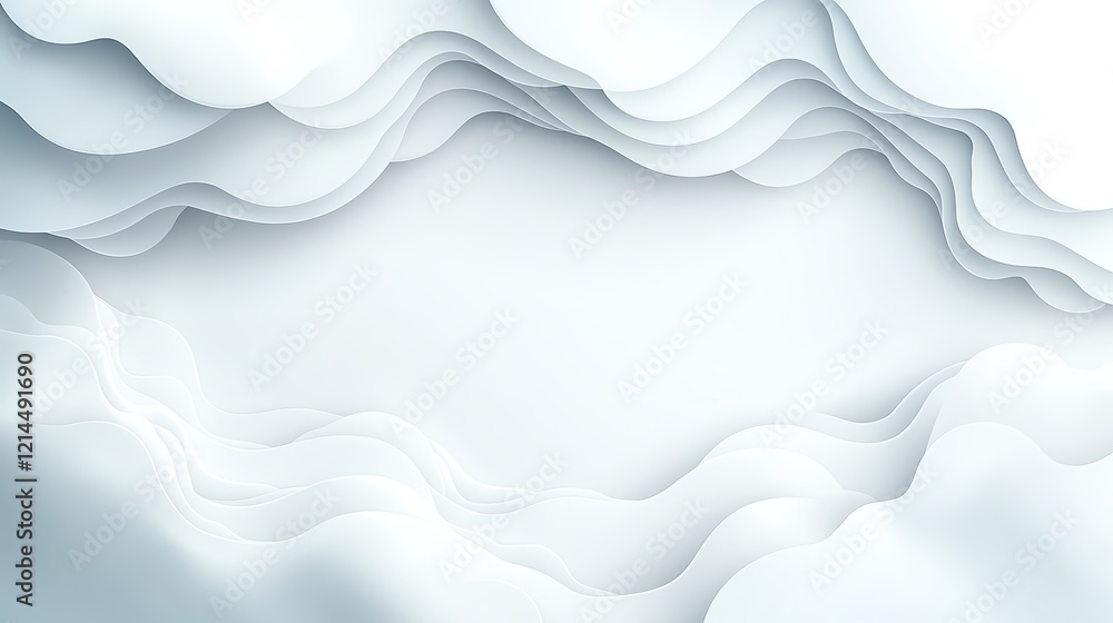 Poster abstract wave shapes in varying shades of white create a soft and elegant background composition. pe