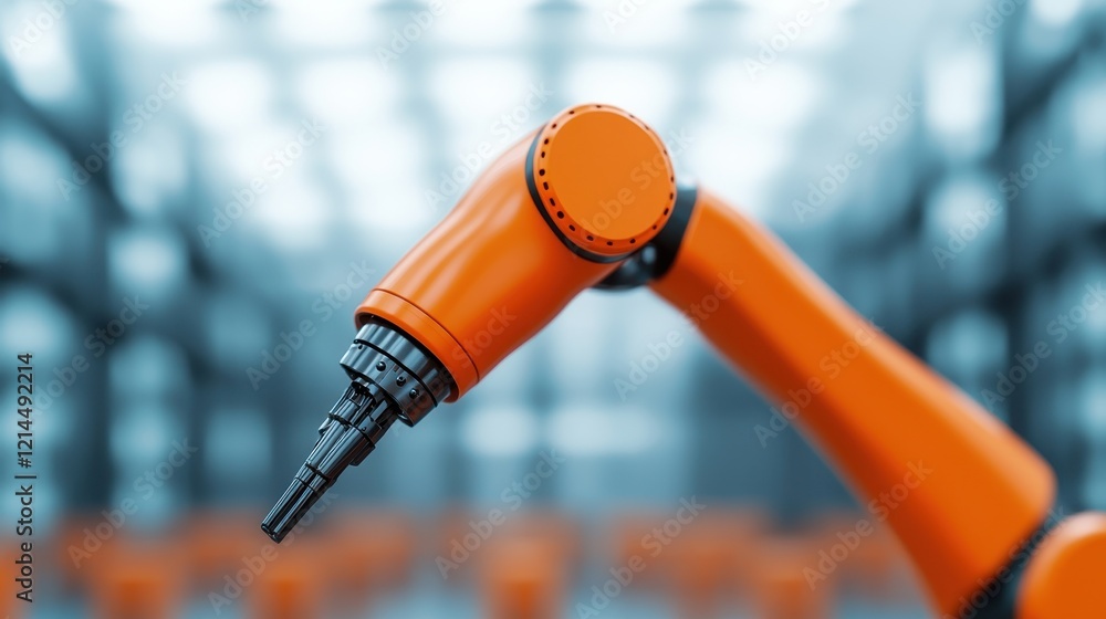 Poster modern industrial robot arm in a high-tech factory setting
