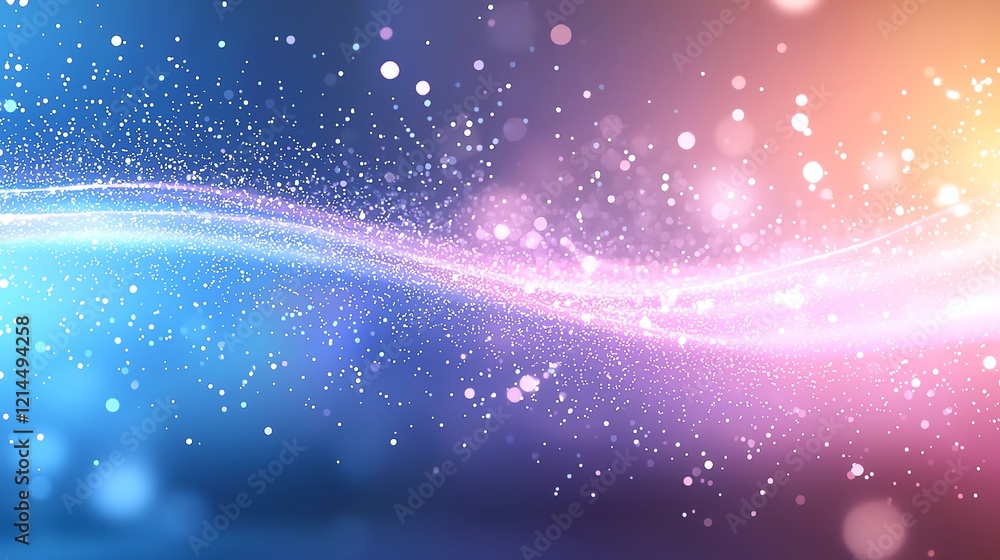 Poster colorful abstract wave with sparkling particles, creating a vibrant and dynamic background suitable 