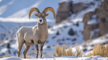 Wyoming Bighorn sheep in the winter show
