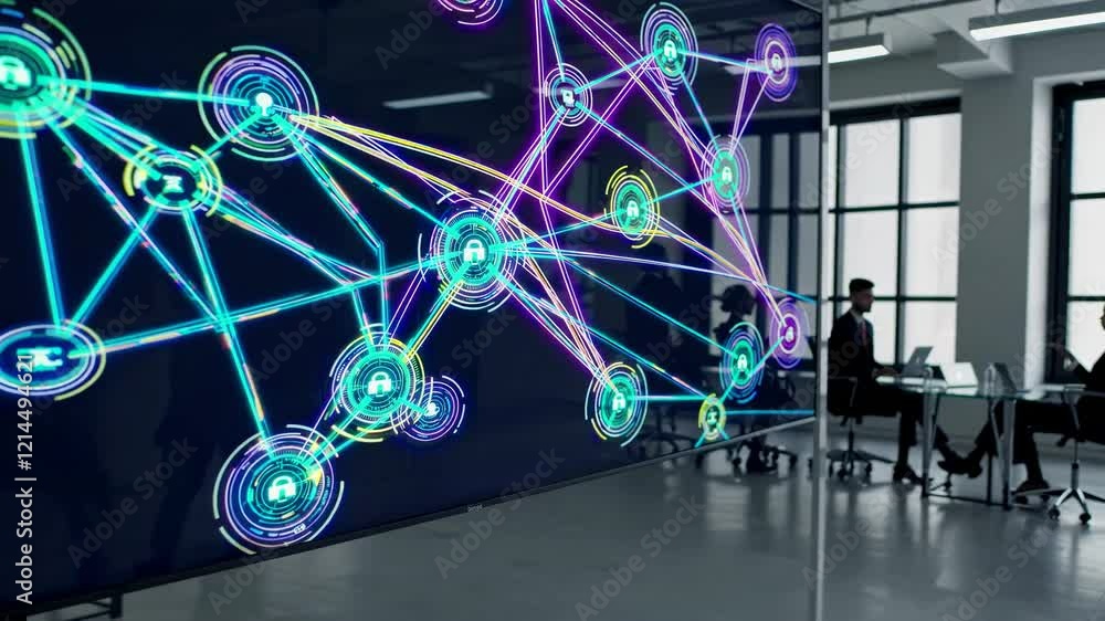 Leinwandbilder engaging digital network visualization in a modern office setting showcasing connectivity dynamics