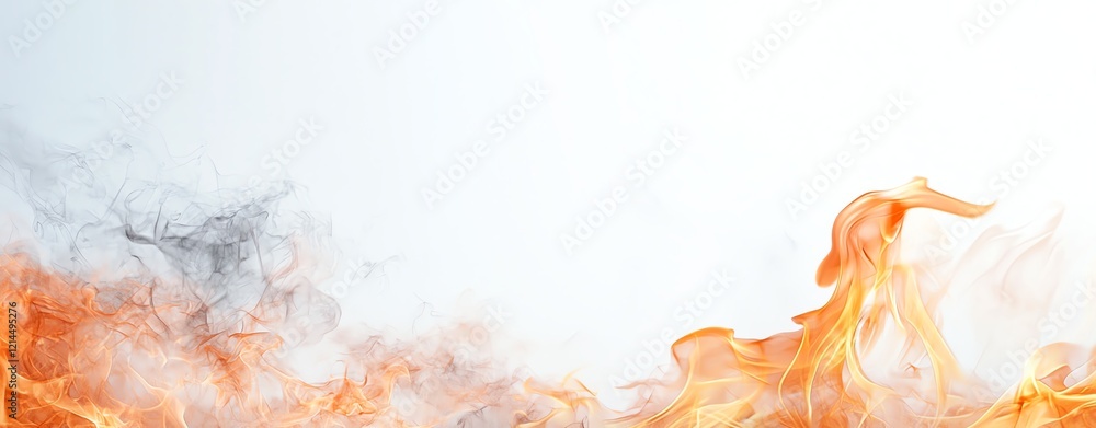 Aufkleber dynamic flame and smoke blend on a soft white background, creating a striking visual effect perfect 