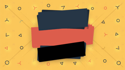 Modern abstract layout with colorful shapes and customizable text spaces. Modern minimal colorful attention grabbing collage template.