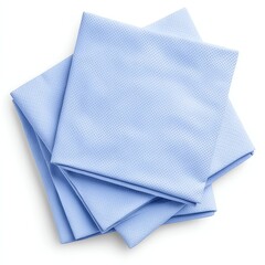 Four folded blue napkins arranged on a white background, showcasing a clean and minimalist aesthetic ideal for kitchen or dining settings.