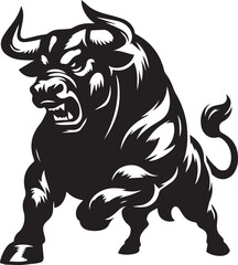 Fototapeta premium Haunted bull black and white vector