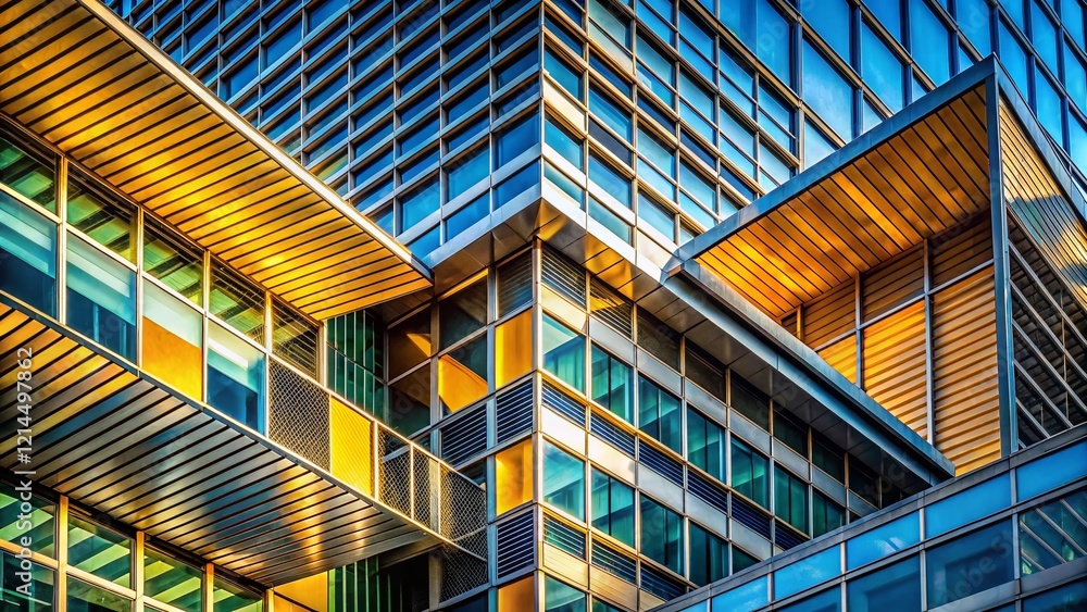 Poster modern architecture lines & geometric patterns: abstract building facade stock photo