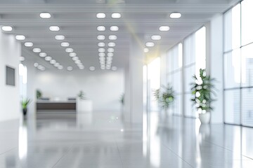 Blurred Empty Open Space Office Abstract Light Bokeh at Office Interior Background