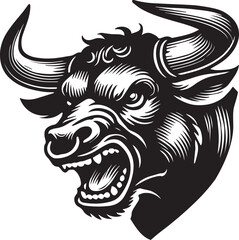 Haunted bull black and white vector