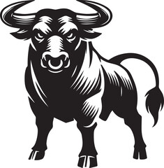 Haunted bull black and white vector