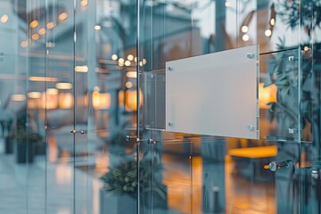 Detailed Color Picture of Glass Signage Logo Mockup Template