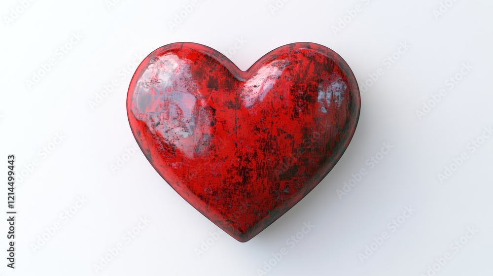 Poster bright red heart shape isolated on a white canvas, creating a warm and inviting visual