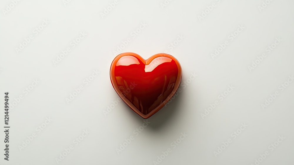 Poster bright red heart shape isolated on a white canvas, creating a warm and inviting visual