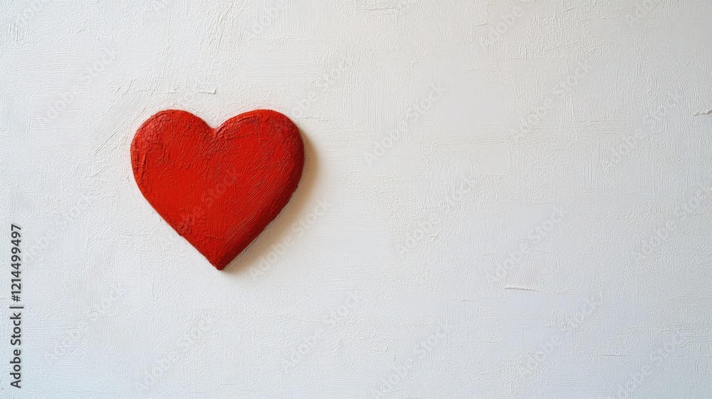 Poster bright red heart shape isolated on a white canvas, creating a warm and inviting visual