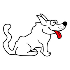 Dog Tongue Out Happy Cute Tail Wagging Cartoon Fun Design Lover Art Vector Illustration Card T-Shirt Poster Sticker Graphic Print Decorative Drawing Isolated Logo Decoration Symbol Creative Cool Style