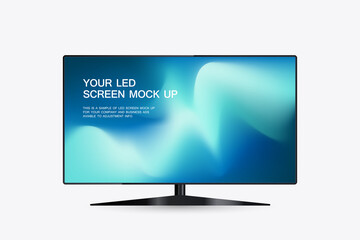 The Hanging LED TV Screen Mockup with gradient blue screen. A technology LED TV Screen Mockup in 3Ds. editable LED vector, illustration