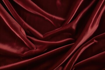 Obraz premium Crumpled Claret Velvet Textile Closeup Background. Dark Red Velvet Fabric with Textured Surface for Luxury Theme