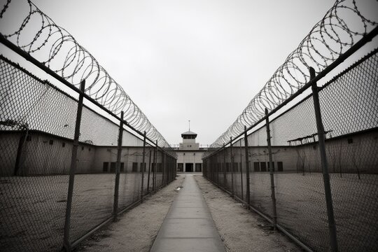 Death Row Exercise Yard: Chain Link Fence and Railing at Idaho State Penitentiary, Boise, USA for Solitary Confinement