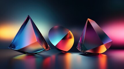 Shattered Geometry, Spectrum of Light, Abstract Illuminations, Prismatic Energy, Futuristic Fragments.
