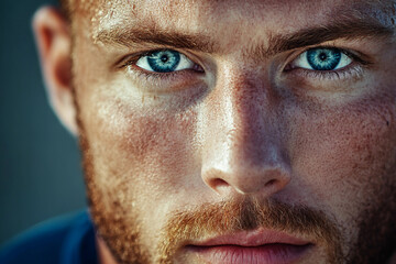 Obraz premium Close-Up Portrait of a Determined American Football Player Wearing Helmet, Generative AI art