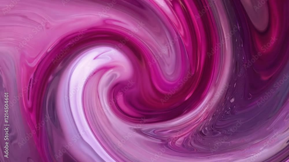 Leinwandbilder A vibrant blend of glossy pink and purple hues swirls together in an abstract formation, creating a captivating and dynamic visual effect. The fluid movement evokes a sense of depth and energy.
